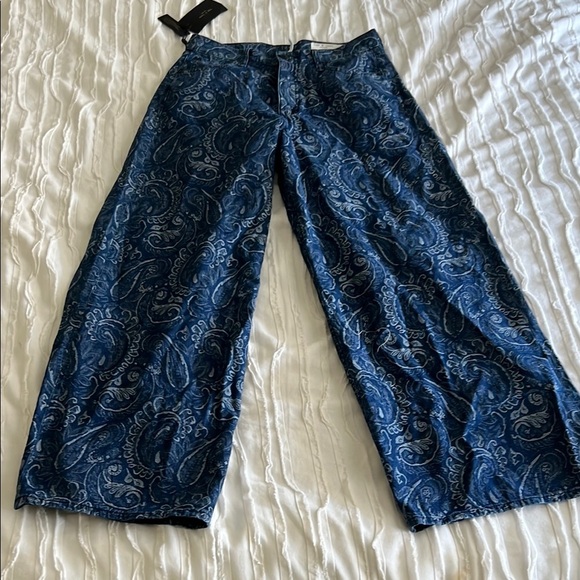 rag & bone Denim - Rag & Bone The Sofie High Rise Ultra Wide Leg Ankle Paisley Jeans